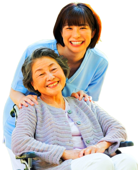 caregiver hugging the elderly